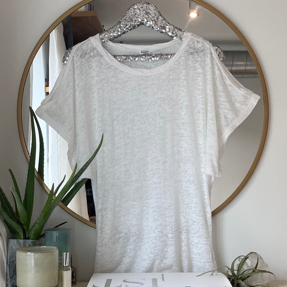Splendid White Burnout Batwing Tee
